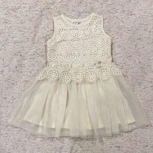 Beautees Cream Lace Kids Dress